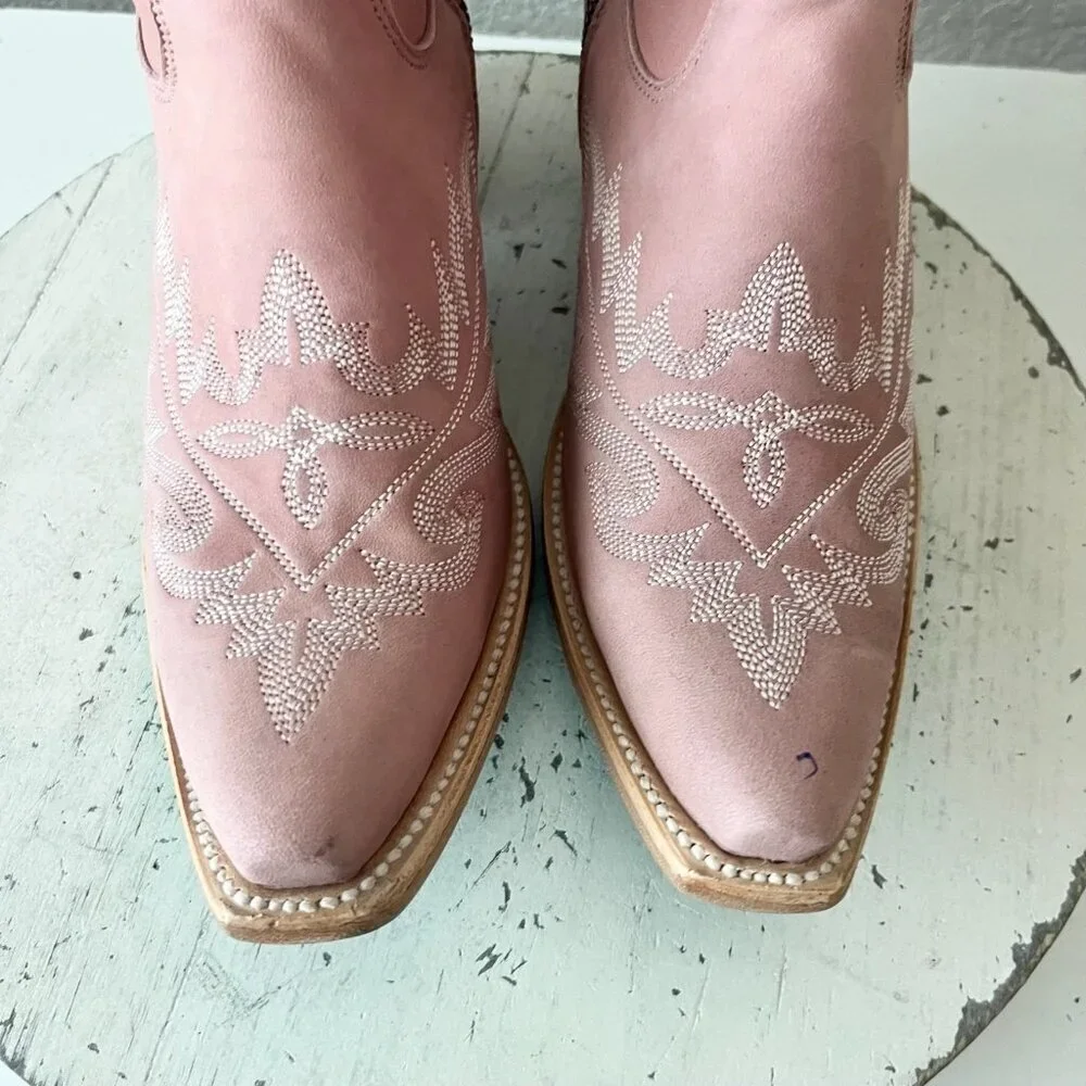 Lane LEXINGTON Over the Knee Pink Cowboy Boots Western Cowgirl Snip Toe Tall 6.5